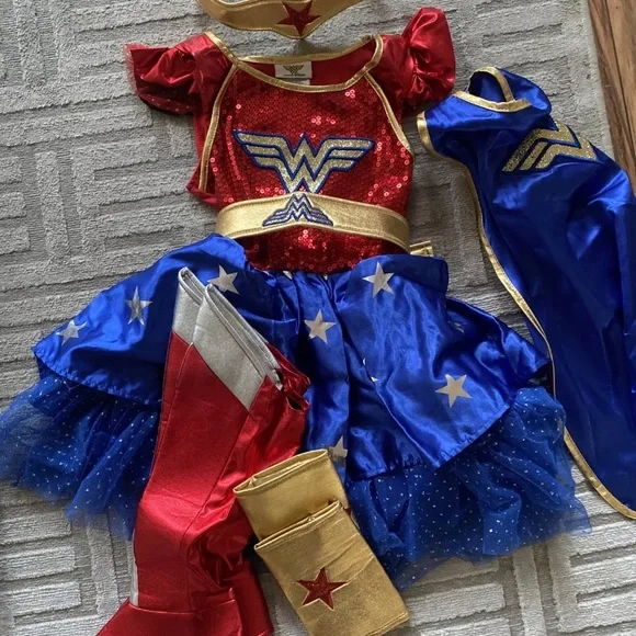 wonder women super hero halloween kids cape dress set small dc full costume